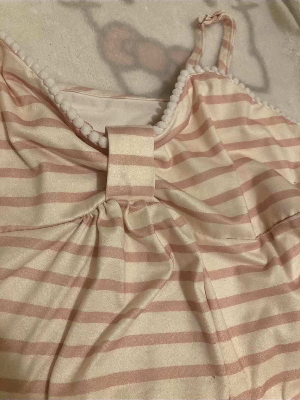 Striped Pink & White Tank Top with Ruffle Hem - Picture 2 of 5